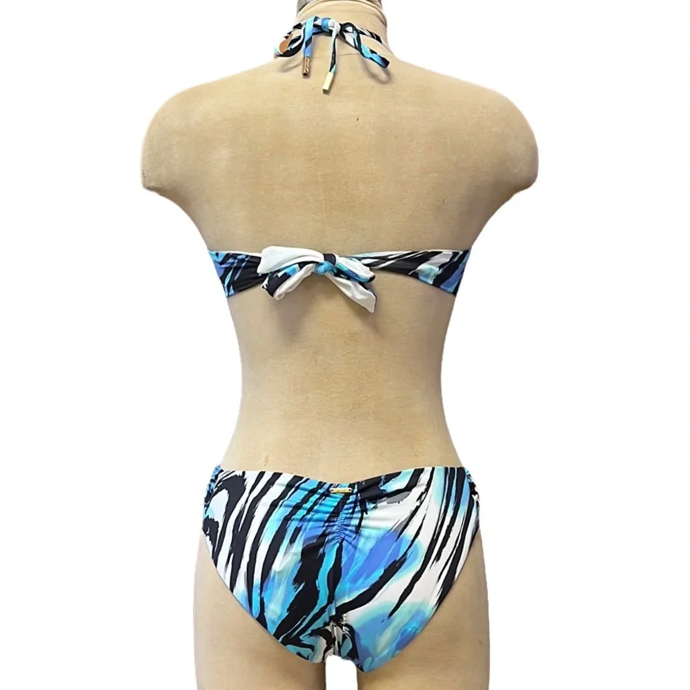 A Che Bikini Swimsuit Blue Peacock Bandeau M Medium New